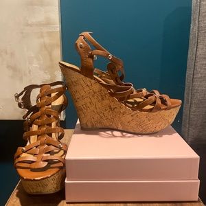 Brown strappy wedges